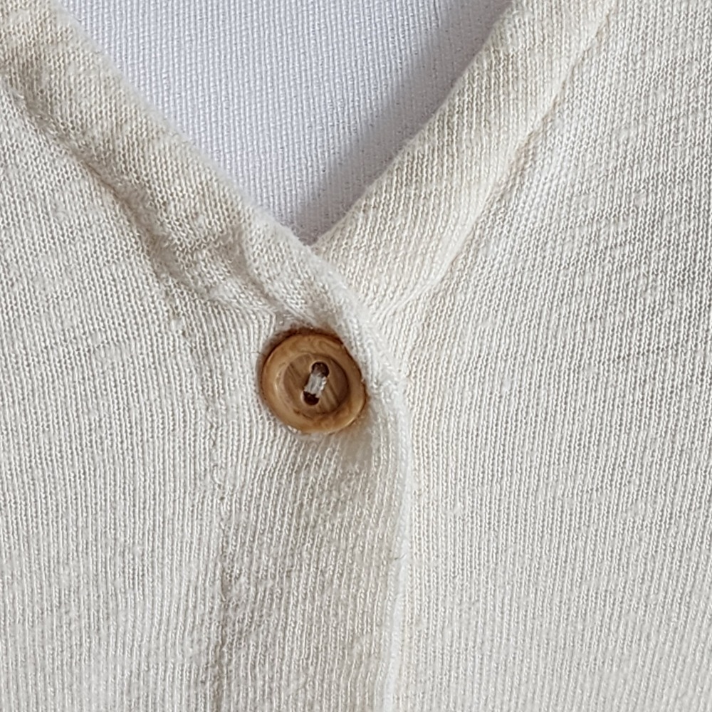 H&M Linen Blend Cardigan Womens XS Cream Cropped Fairy Natural Bridal Neutral - Picture 3 of 15